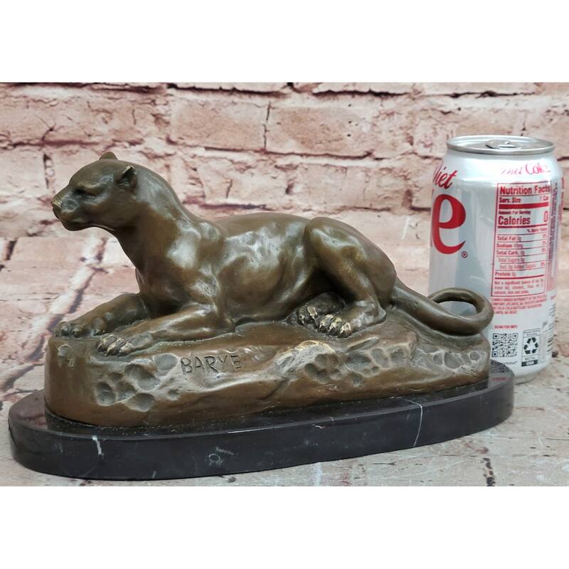 Hot Cast Bronze Cougar Puma Mountain Imitative Lion Resting Guardian Statue Sculpture Art
