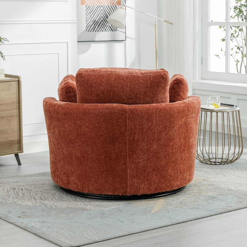 Swivel Accent Barrel Chair and Half Swivel Sofa With 3 Pillows 360 Degree Swivel Round Sofa
