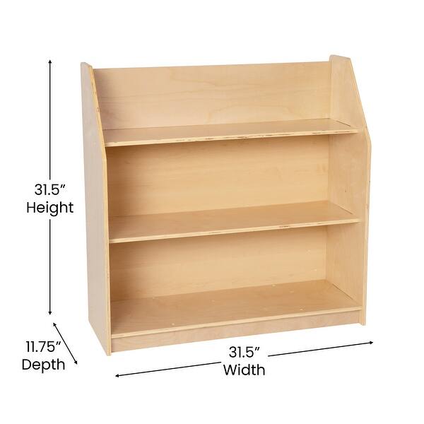 Kid Friendly Wooden Bookshelf with 3 Display Shelves