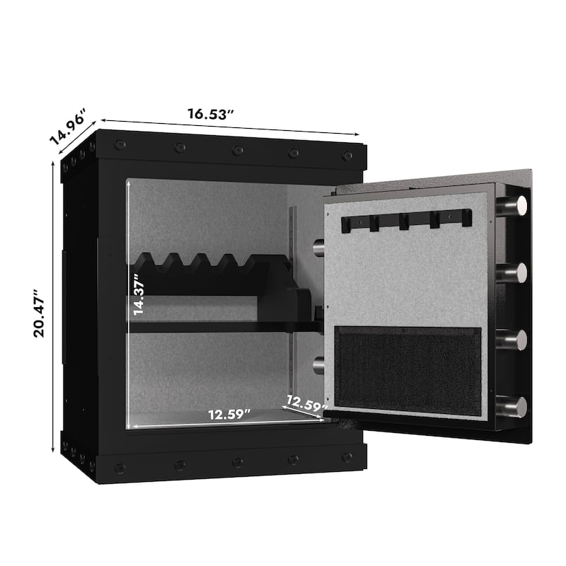 Three-lock safe, measuring 20.4 ″ × 16.5″ × 14.1 ″, suitable for home and office use, large steel digital safe equipped
