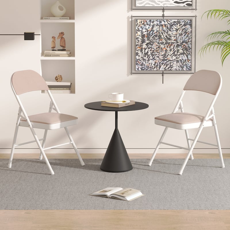 VECELO 5-Piece 1 Table + 4 Folding Chairs Card Game Set 33.8” Square PU Leather Multi-Purpose Table for Indoor Outdoor Use