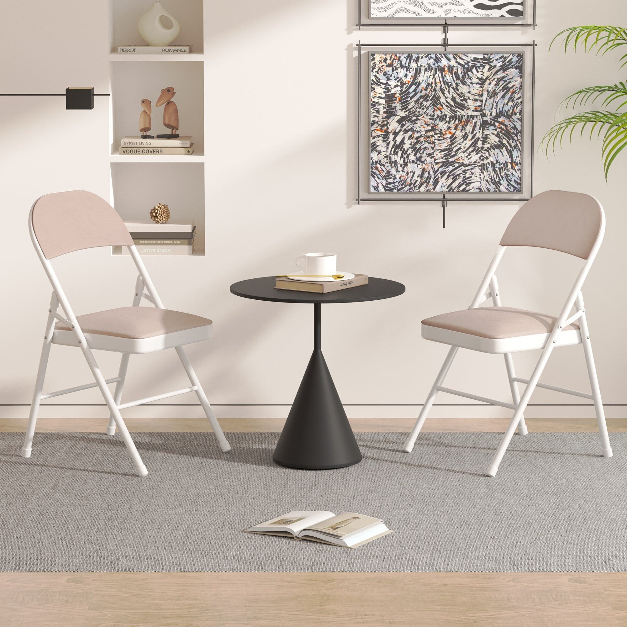 Taomika 5 Piece Black Folding Game Room Card Table and Upholstered Chair Set Table and Chair Set On Sale Bed Bath Beyond 35695874