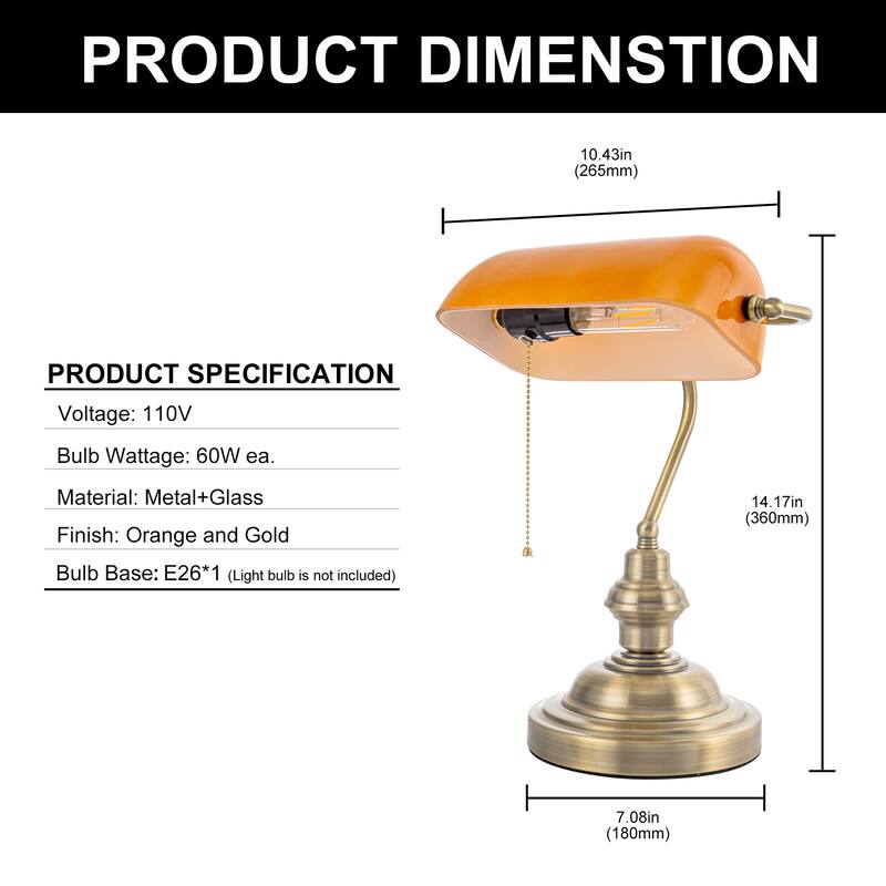 Orange E26 Single-Head Bedside Table Lamp, Modern Corded Nightstand Light, Warm Glow Ambient Lighting - 10.43*7.08*14.17