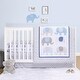 preview thumbnail 1 of 2, The Peanutshell Sleepy Elephant Grey/Blue 3 Piece Baby Crib Bedding Set