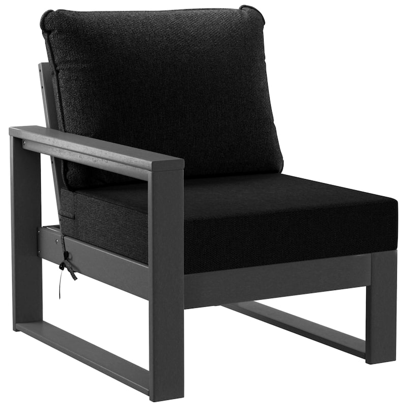 Polytrends Endless Patio Deep Seating Left Arm Chair with Gray Frame - Gray/Black