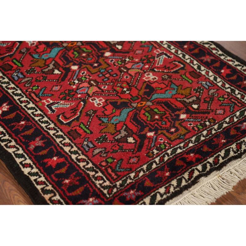 Tribal / Geometric Gharajeh Persian Runner Rug Handmade Wool Carpet - 2'3" x 9'5"