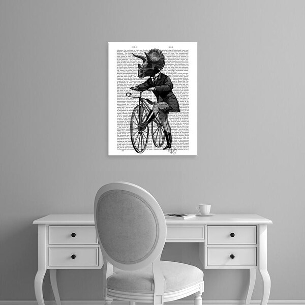Easy Art Prints Fab Funky's 'Triceratops Man on Bike Dinosaur' Premium Canvas Art
