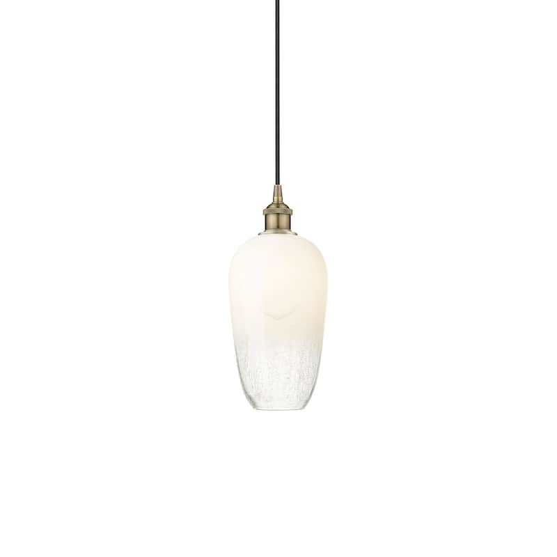 Innovations Lighting 616-1P-15-7 Brookhaven Flute Pendant Brookhaven - Antique Brass / Opal