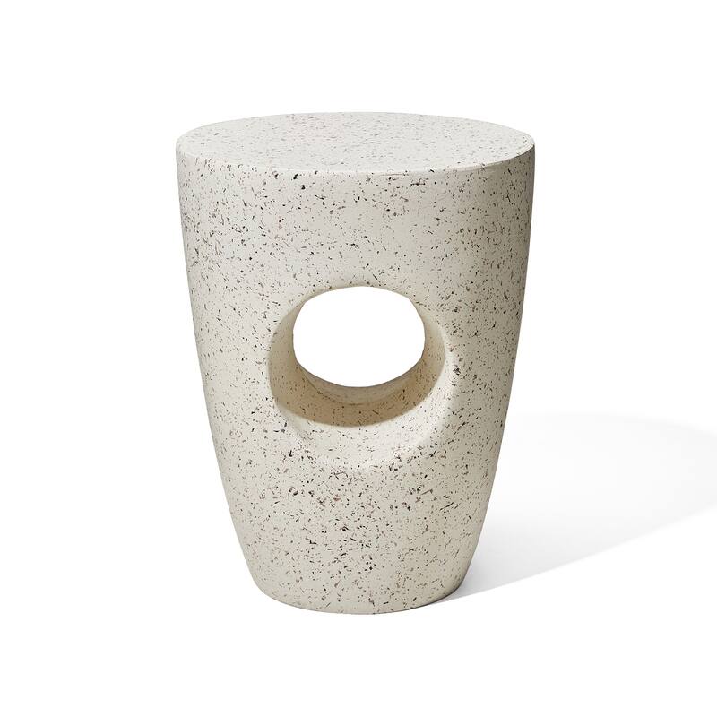 Glitzhome 18"H MGO Faux Concrete Plant Stand Accent Table Garden Stool