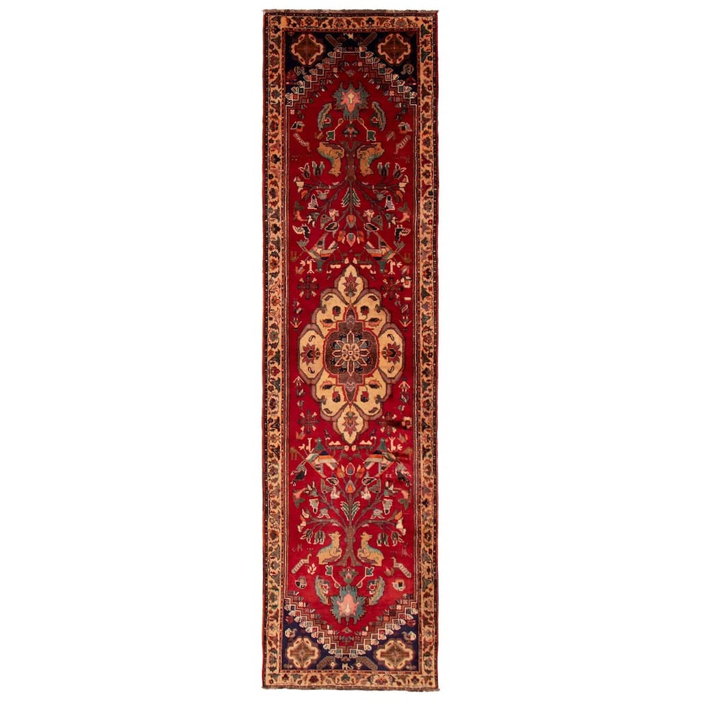 ECARPETGALLERY Hand-knotted Melis Vintage Red Wool Rug - 3'3 x 12'9