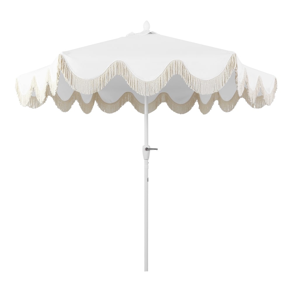 9ft Tassel Patio Umbrella Auto-Tilt, Crank , by JONATHAN Y