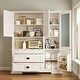 preview thumbnail 1 of 5, Traditional 63" Buffet Hutch Kitchen Pantry Cabinet with Drawers, Doors, and Adjustable Shelves for Dining Room or Storage White