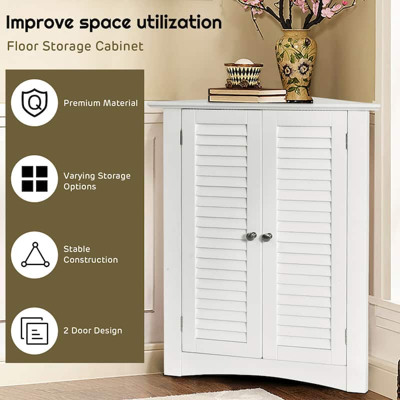 Costway Corner Storage Cabinet Freestanding Floor Cabinet Bathroom w/