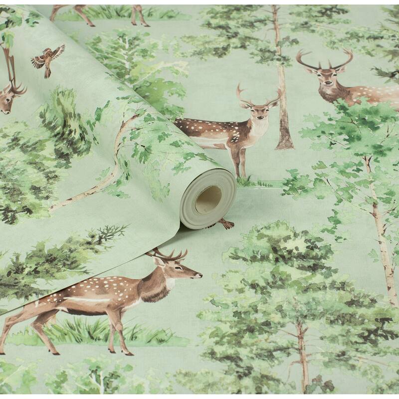 Arthouse Cletis Neutral Deer Forest Wallpaper