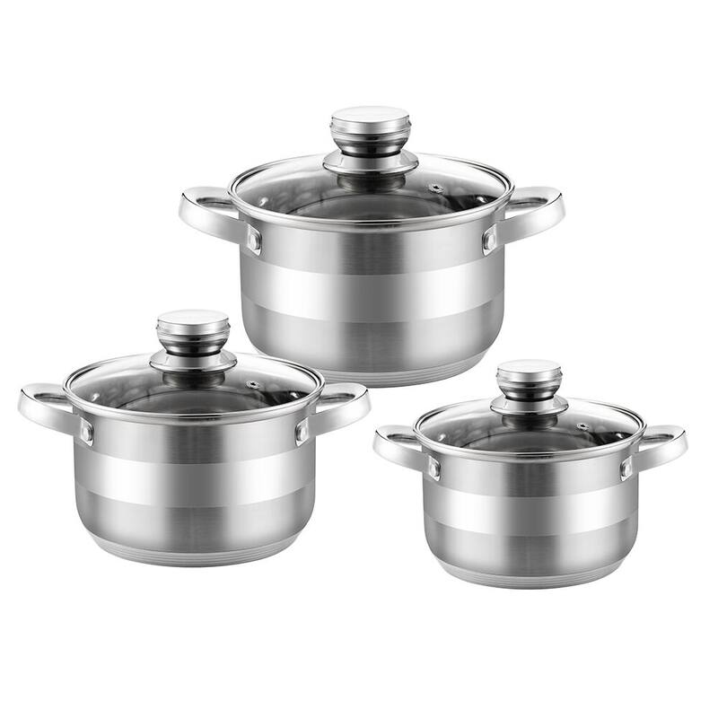 STP Goods Stainless Steel Stock Pot w/ Glass Lid Set of 3 - Set of 3