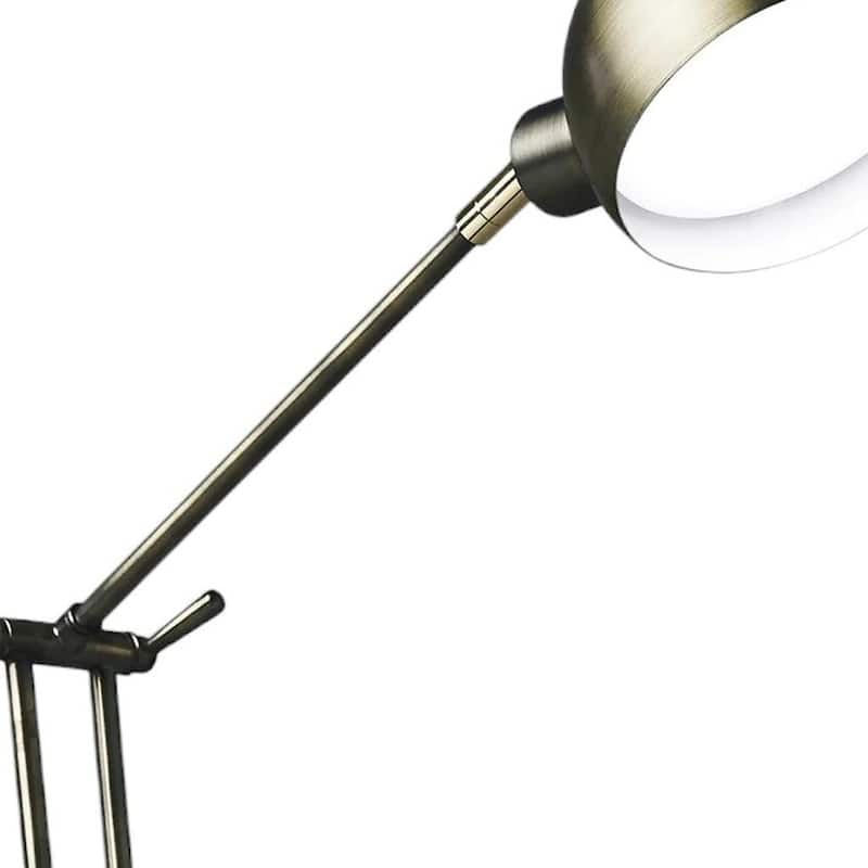 HomeRoots 18" Antiqued Bronze Adjustable Swing Arm Desk Lamp USB With Antiqued Bronze Shade