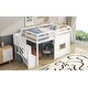 preview thumbnail 4 of 14, Twin Size Loft Bed Frame with Storage Staircase and Window, Playful Wooden Storage Bed Frame for Kids, Teens