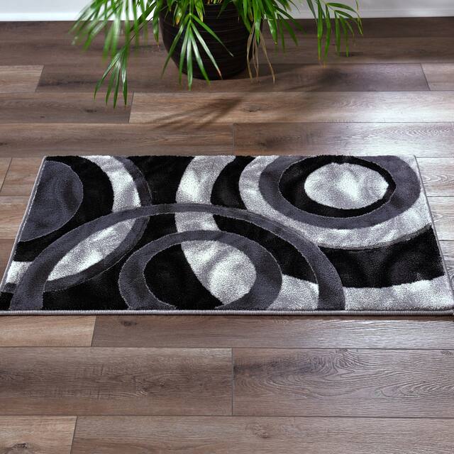 Orelsi Collection Abstract Area Rug - 2'1" x 3'3" - Grey/Black