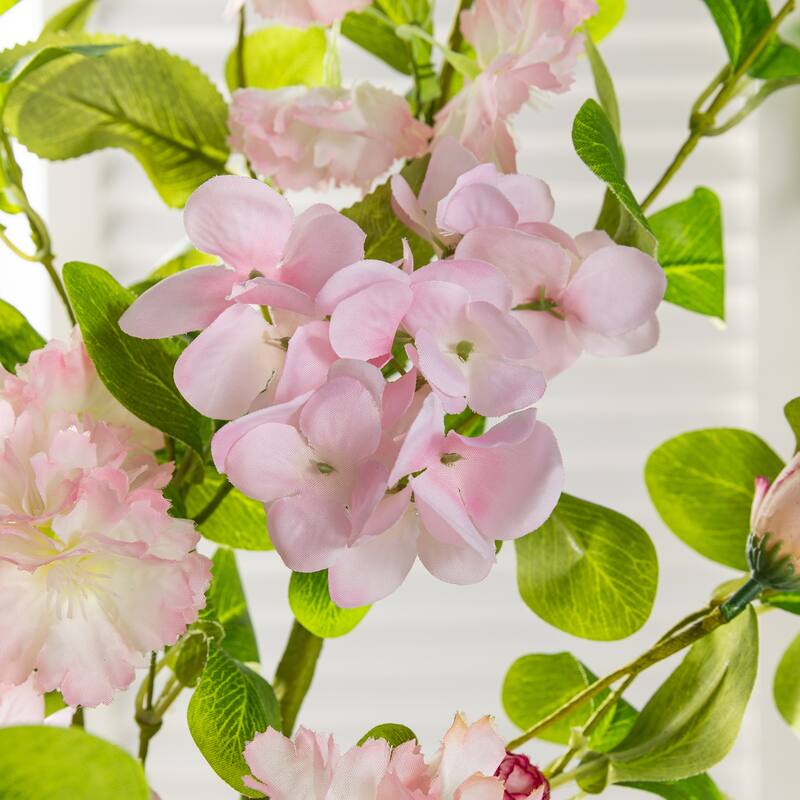 Glitzhome 28"H Set of 2 Pink Hydrangea, Peony & Cherry Pick