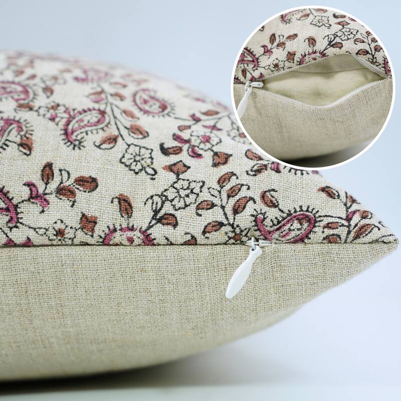 Fabdivine 18x18 Inch Paisley Throw Accent Fall Decorative Pink Pillow Cover for Home or Office Gift Dining Room, Kiara