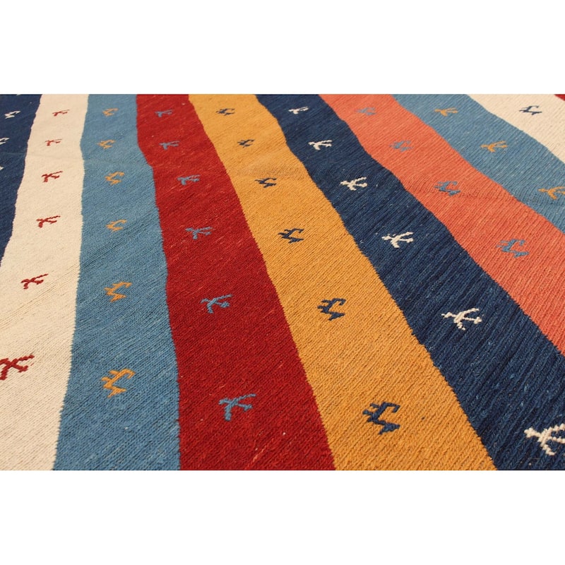 ECARPETGALLERY Flat-Weave Kashkuli Multi Color Wool Tapestry Kilim - 5'1 x 6'7