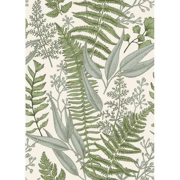 Ferns Botanical Light Peel and Stick Wallpaper On Sale Bed Bath
