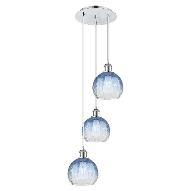 Innovations Lighting Endless Possibilities Ballston - Brookhaven Globe - 3 Light 14" Cord Hung Multi Pendant - Polished Chrome/Sapphire Blue