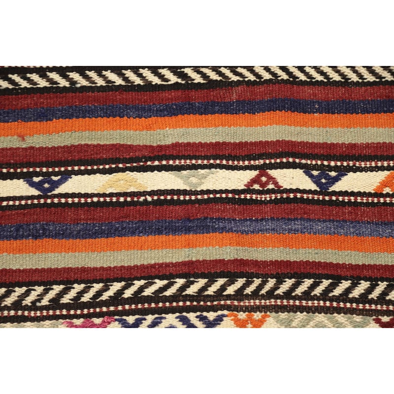 Hand Woven Oriental 100% Wool Carpet Southwestern Tribal Multi-Colored Kilim Area Rug - 8' 6'' X 5' 9''