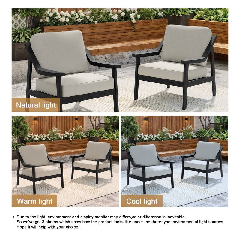 Solid Wood Outdoor Arm Chair Loveseat with Cushion