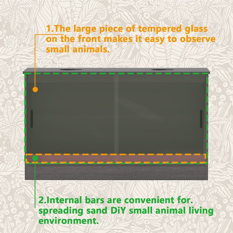 Glass Terrarium Tank with Ventilation Reptile & Amphibian Enclosure Hamster Cage Bunny Hideout Small Animals