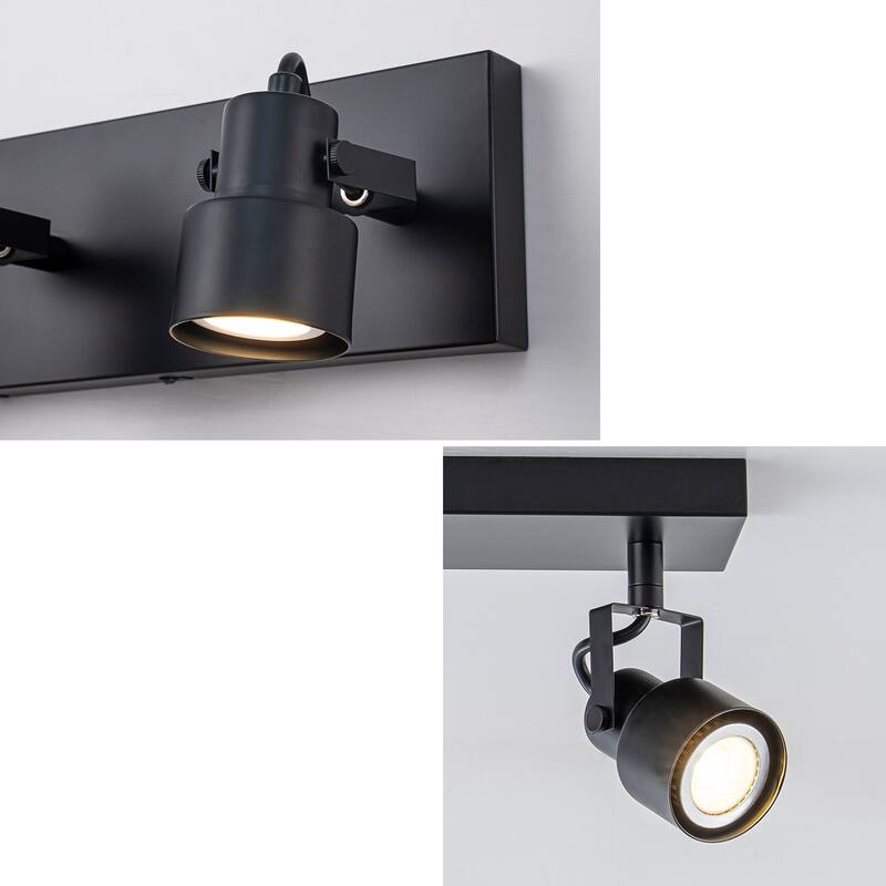 Modern 3-Light Rotatable Vanity Light Bathroom Wall Sconce - Black