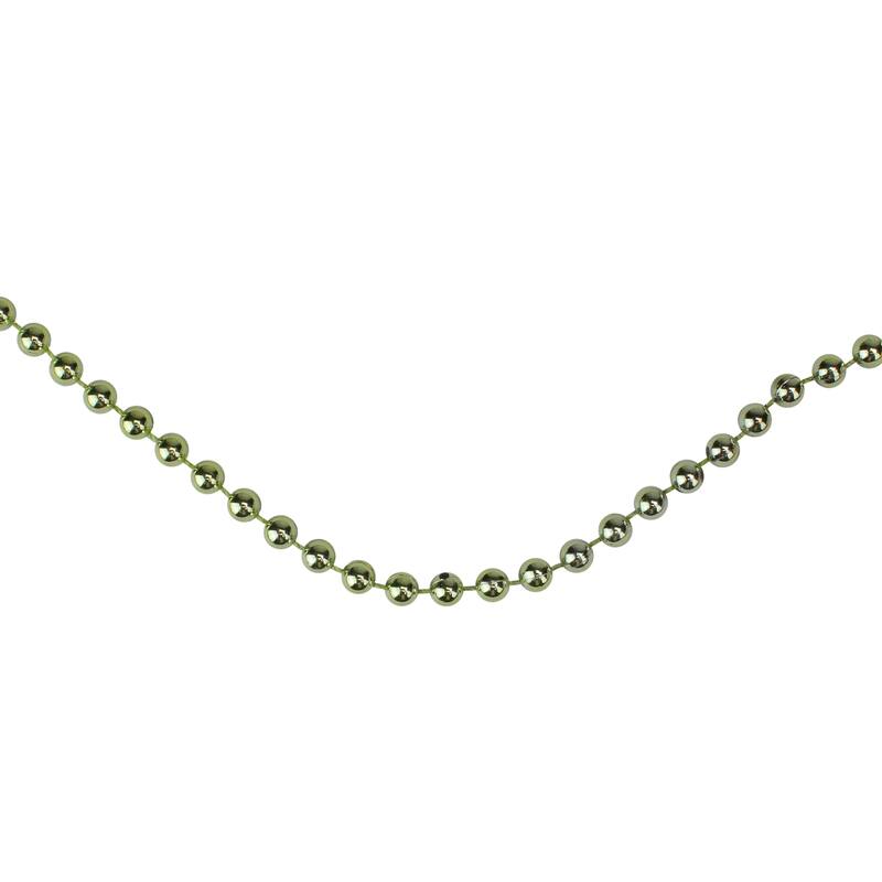 15'x0.25" Shiny Metallic Lime Green Beaded Artificial Garland