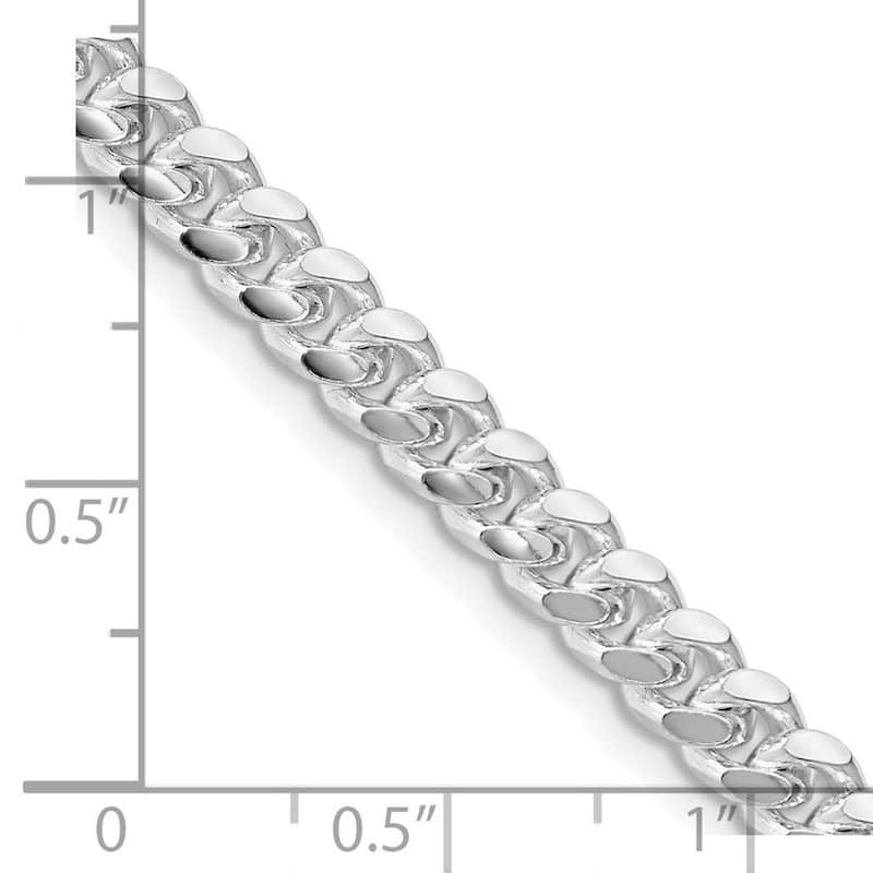Curata 925 Sterling Silver Rhodium 5mm Domed Curb Chain Necklace for Men