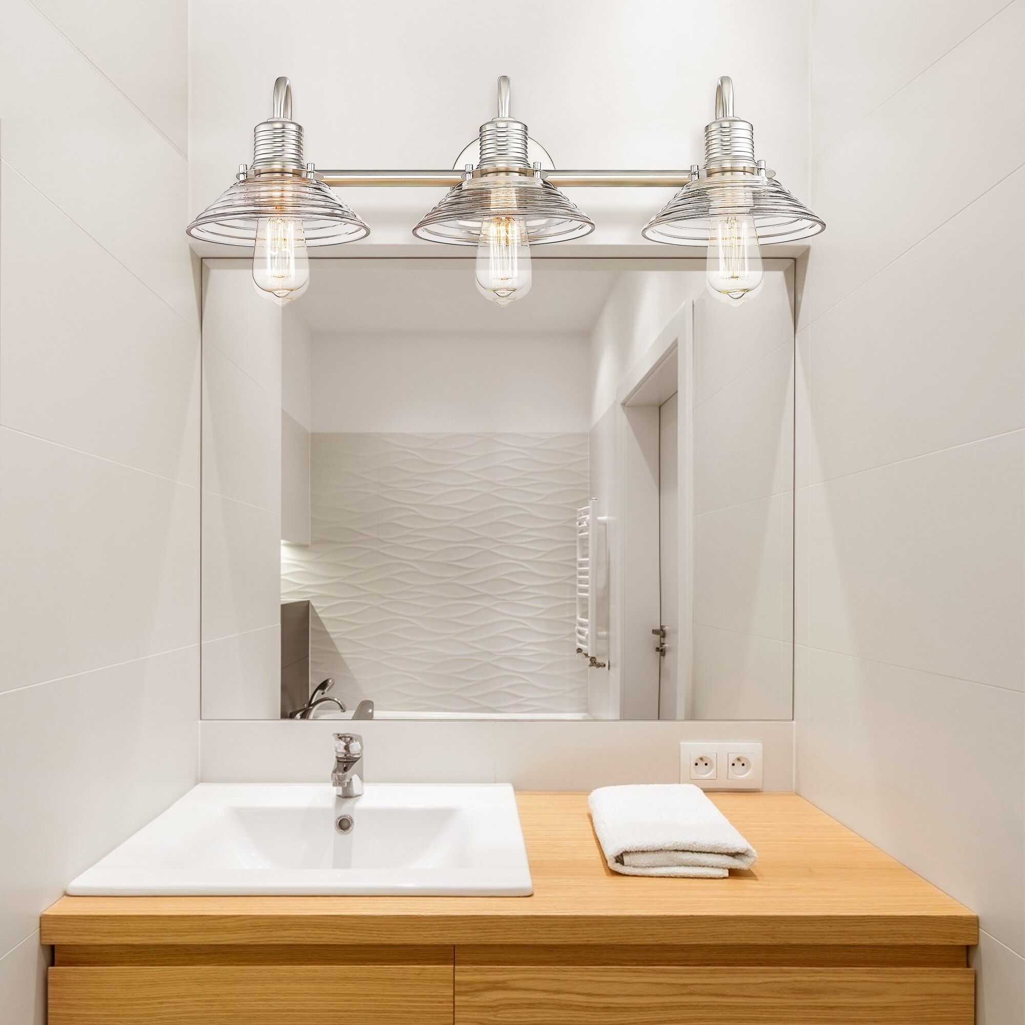 Bathroom vanity 3 lights brushed nickel hot sale