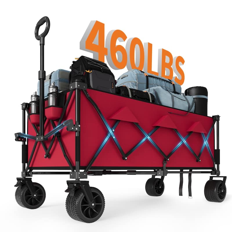 Foldable Heavy Duty Utility Wagon with All Terrain Wheels