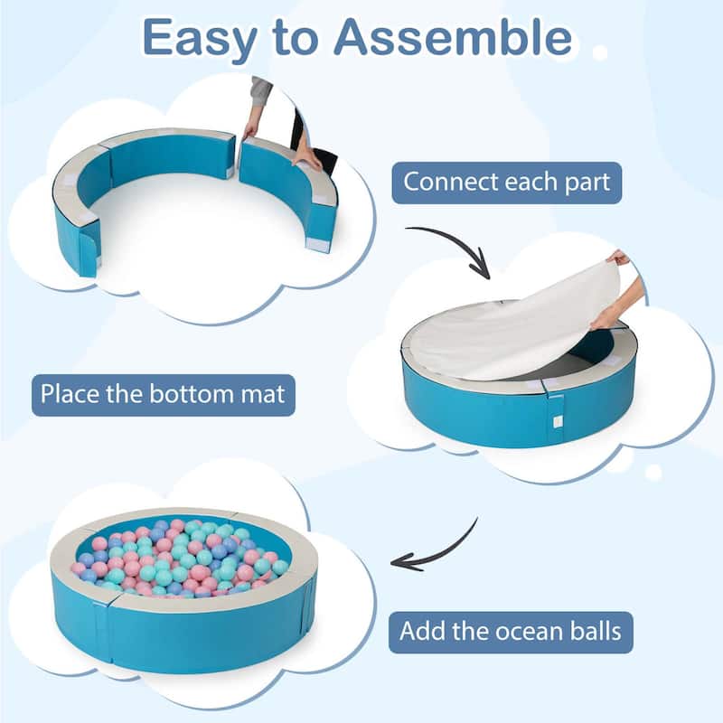 Costway 44.5" x 10" Baby Ball Pit Detachable Foam Ball Pit with 50