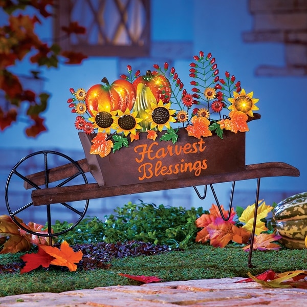 Autumn Harvest Wheelbarrow Yard Stake - Overstock - 12538018