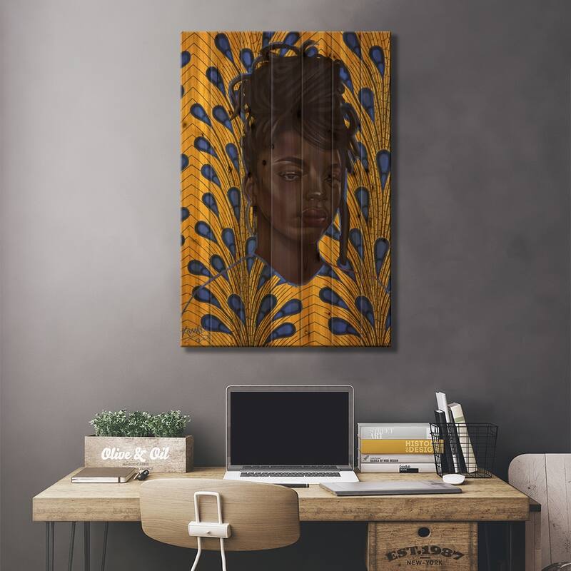 Dreads Print On Wood by Adekunle Adeleke - Multi-Color