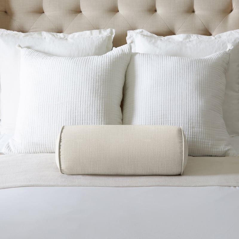 Sorra Home Corded Linen Texture Bolster Pillow - 8 in H x 20 in W x 8 - Beige