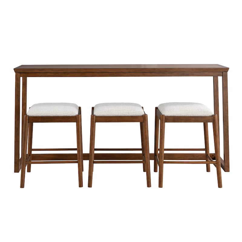 Furniture of America Forma Mid-Century Modern 4-Piece Walnut Solid Wood Sofa Table Set