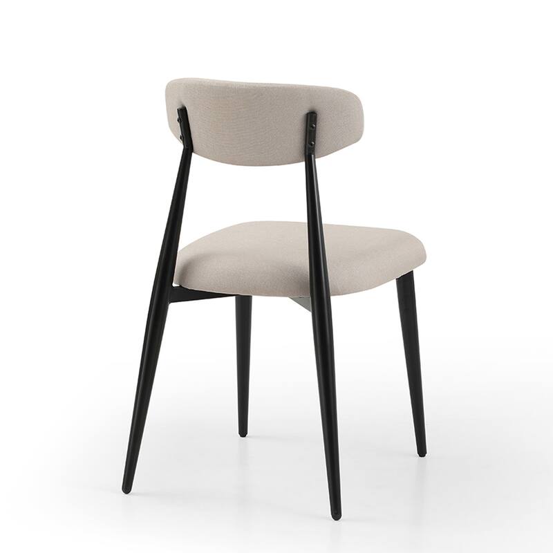 2 Pcs Upholstered Dining Chairs, Modern Kitchen Chairs With Curved Backrest, Metal Legs, Thick Seat Cushion Comfortable Chairs