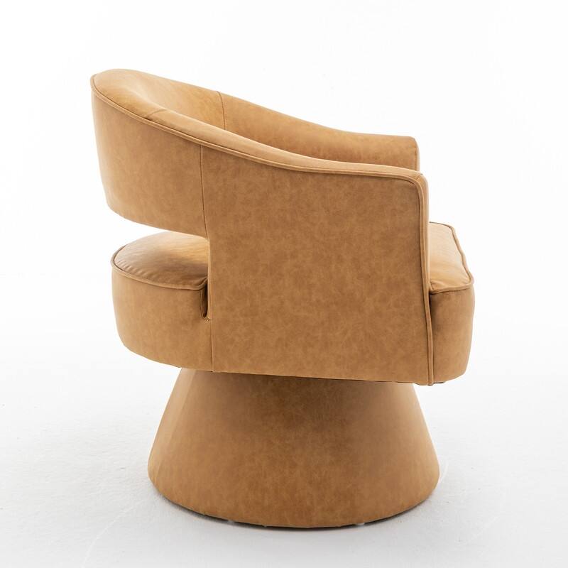 SEYNAR Modern PU Leather 360 Degree Swivel Accent Barrel Chair