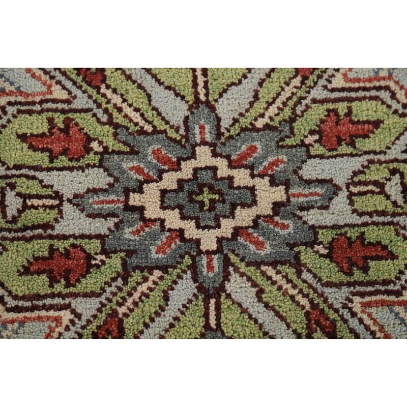 Animals Design Heriz Serapi Indian Area Rug Hand-Knotted Wool Carpet - 7'11" x 9'11"