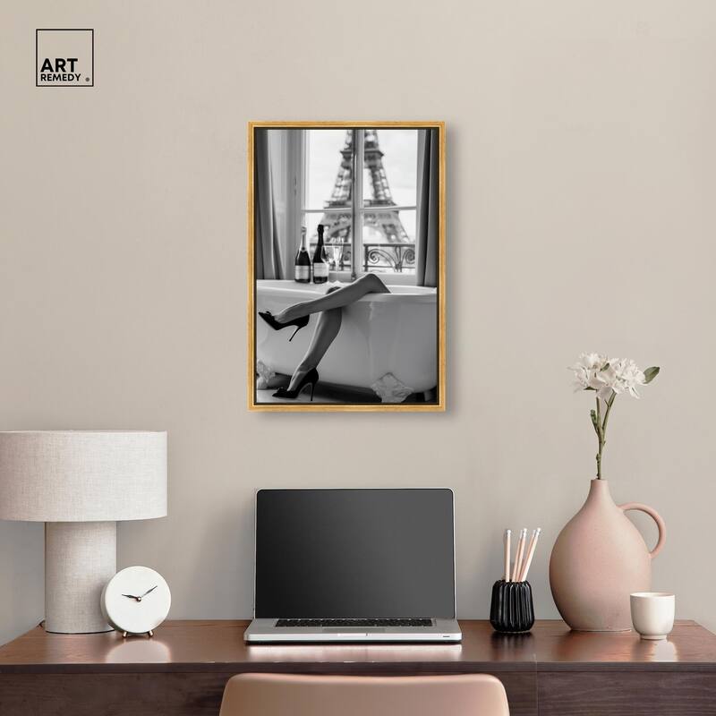 Bathtub Sit Back Glam Canvas by Art Remedy