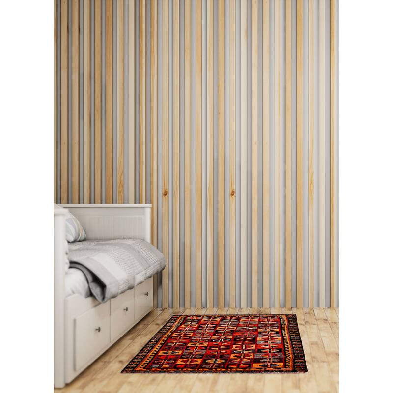 ECARPETGALLERY Hand-knotted Melis Vintage Burgundy Wool Rug - 4'4 x 6'2