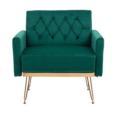 Green Velvet Armchair Single Sofa Tufted Reading Chairs Wingback Chairs