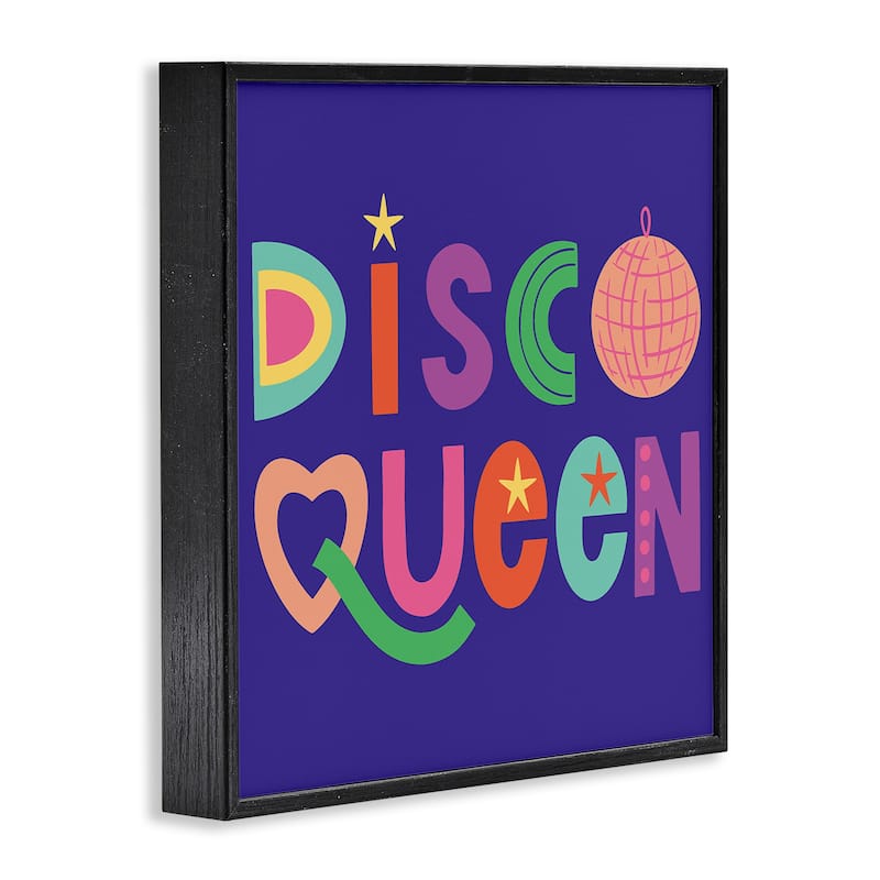 Stupell Disco Queen with Retro Letters Framed Giclee Art Design By Sazerelli Designs