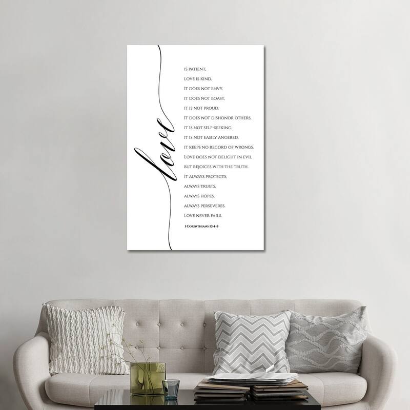 iCanvas "Love Is Patient, Love Is Kind, 1 Corinthians 13 -4-8" by Eden Printables Canvas Print - 48x32x1.5