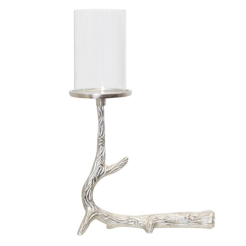 StyleCraft David - Horn Candle Holder with Glass - 11" x 17" x 5"