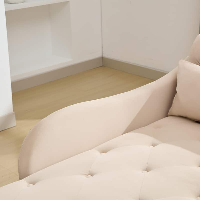 Velvet Chaise Lounge with a Storage Function, Tufted Cushions & Nailheads